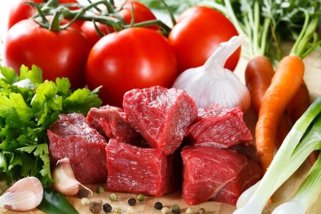 เนื้อสัตว์และผักสำหรับอาหารดูกัน