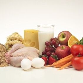 อาหารโปรตีนและผลไม้ในอาหารหกกลีบ